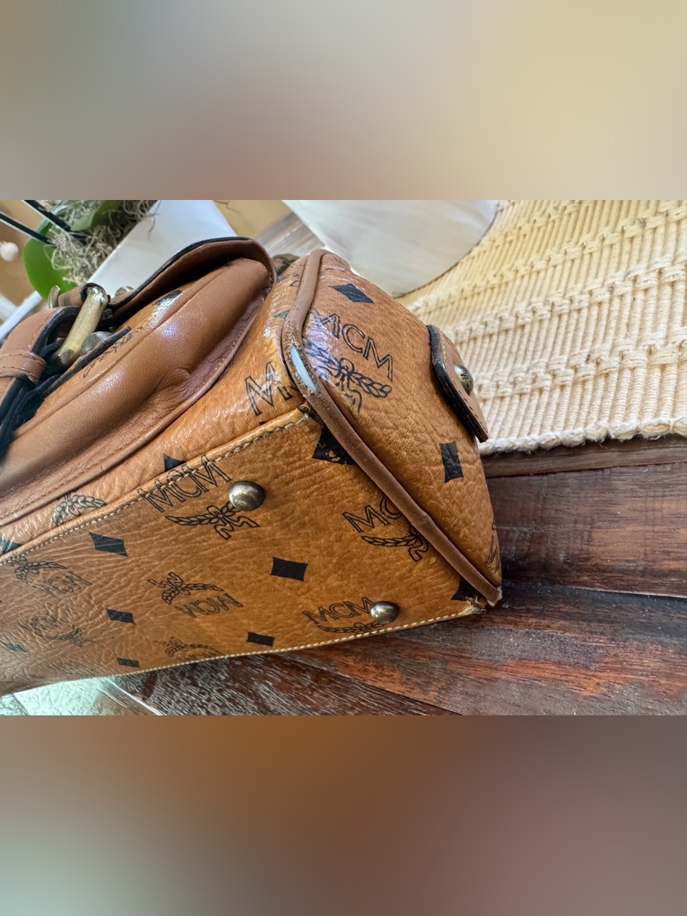MCM Cognac Visetos Monogram dual-pocket satchel - Picture 16 of 17
